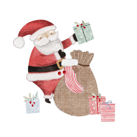 Santa mit Beutel Bügelbild 14,5x14 cm