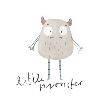 Little Monster Grau Bügelbild ca. 16,5 x15 cm