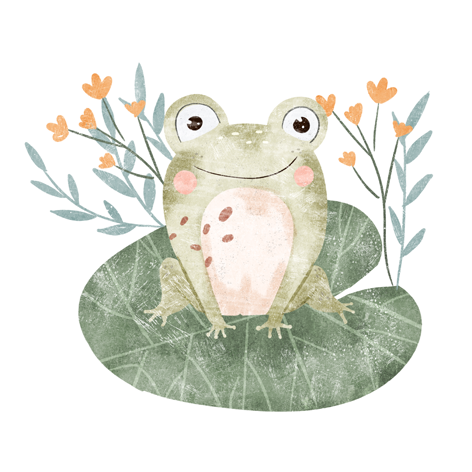 Frosch auf Seerose Bügelbild ca. 9x11 cm