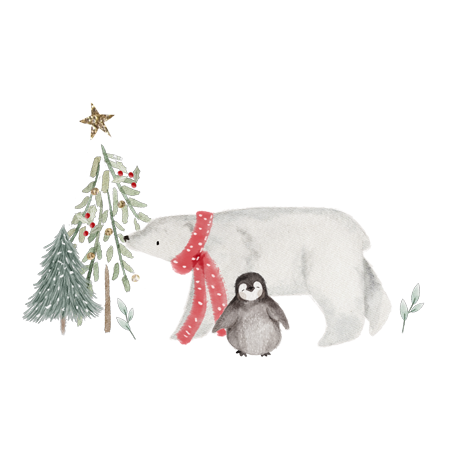 Eisbär & Pinguin Christmas Bügelbild 9,5x15 cm