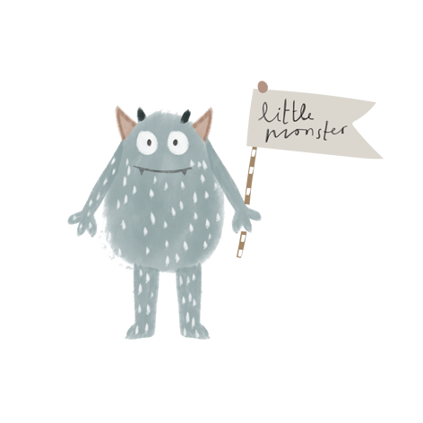 Little Monster Blau Bügelbild ca. 13x15,5 cm