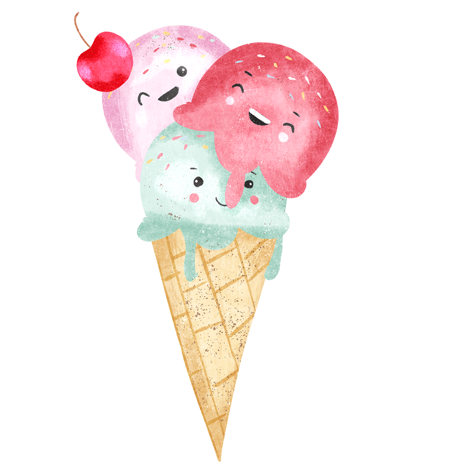 Kugel Eis Trio Bügelbild ca. 13,5x8 cm