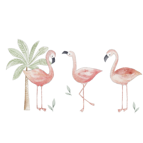 Flamingo Trio klein Bügelbild ca. 8,5x16 cm Vorbestellung