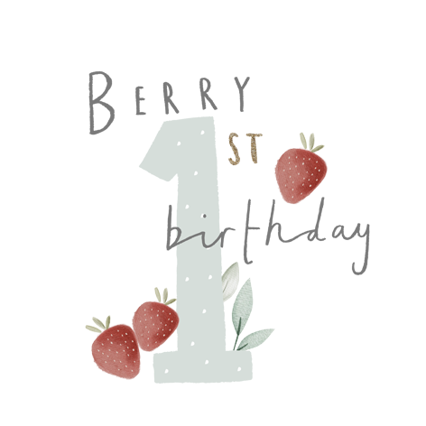 Bügelbild Geburtstag Berry First Birthday 14,5x14 cm