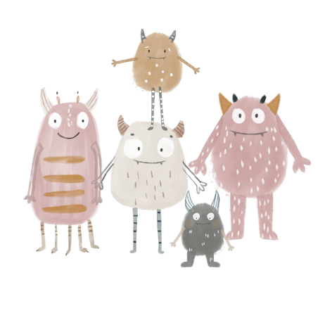Monster Truppe Rosa Bügelbild ca. 12,5 x 16 cm