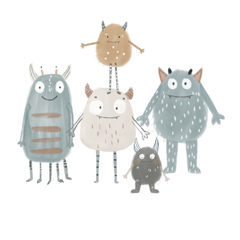 Monster Truppe Blau Bügelbild ca. 12,5 x16 cm
