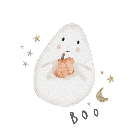 Geist mit Kürbis Boo Bügelbild ca. 16,5x17 cm