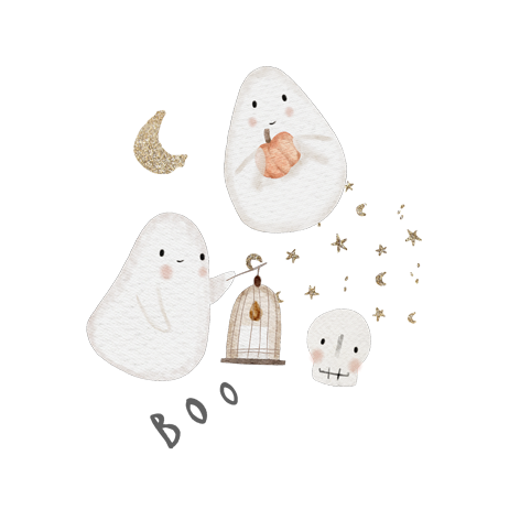Geister Duo Halloween Bügelbild ca. 15,5x15 cm