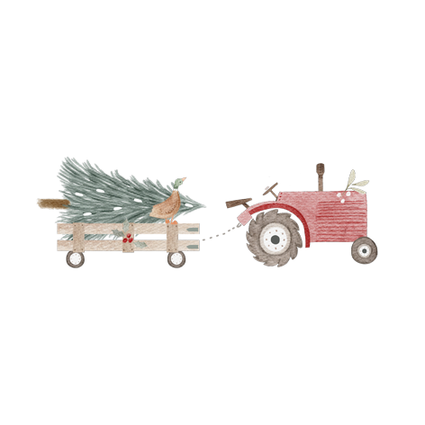 Bügelbild Weihnachts Traktor groß 8x24 cm